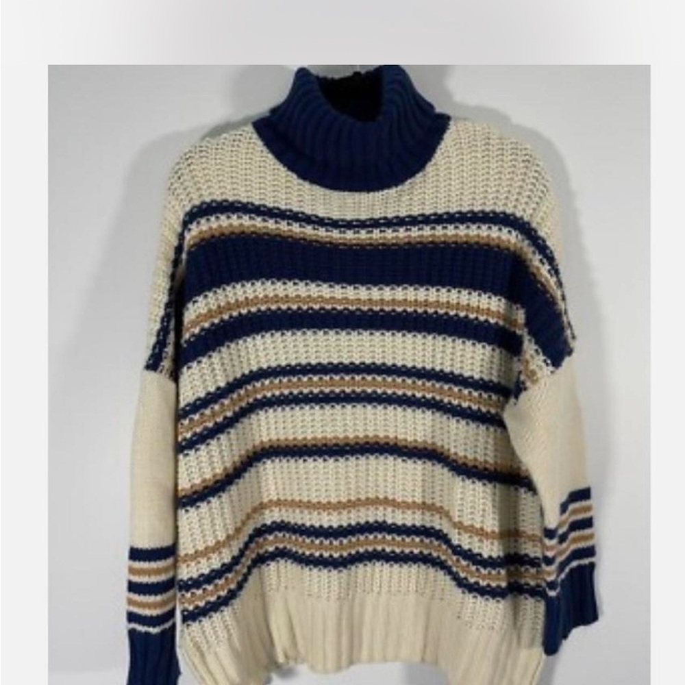 Striped Navy and Cream Women's Sweater